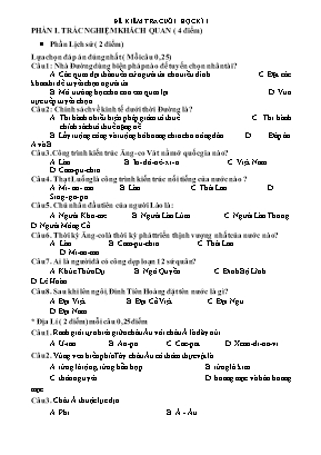 Đề kiểm tra cuối học kì 1 Lịch sử và Địa lí Lớp 7 (Sách Kết nối tri thức) - Năm học 2022-2023 (Có hướng dẫn chấm)